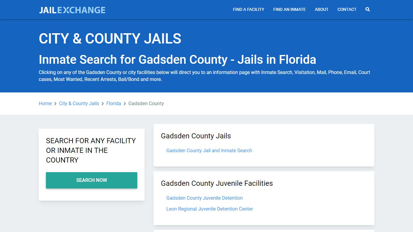 Inmate Search for Gadsden County | Jails in Florida - Jail Exchange