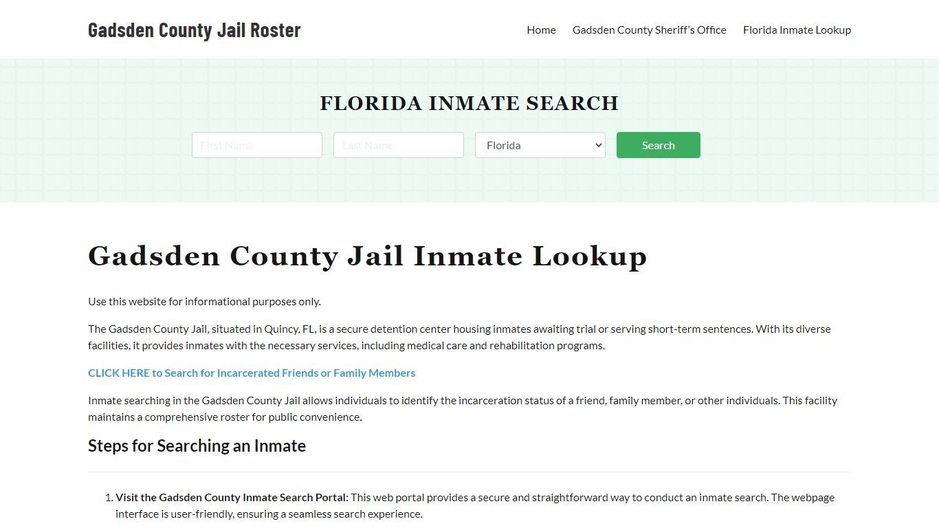 Gadsden County Jail Roster Lookup, FL, Inmate Search