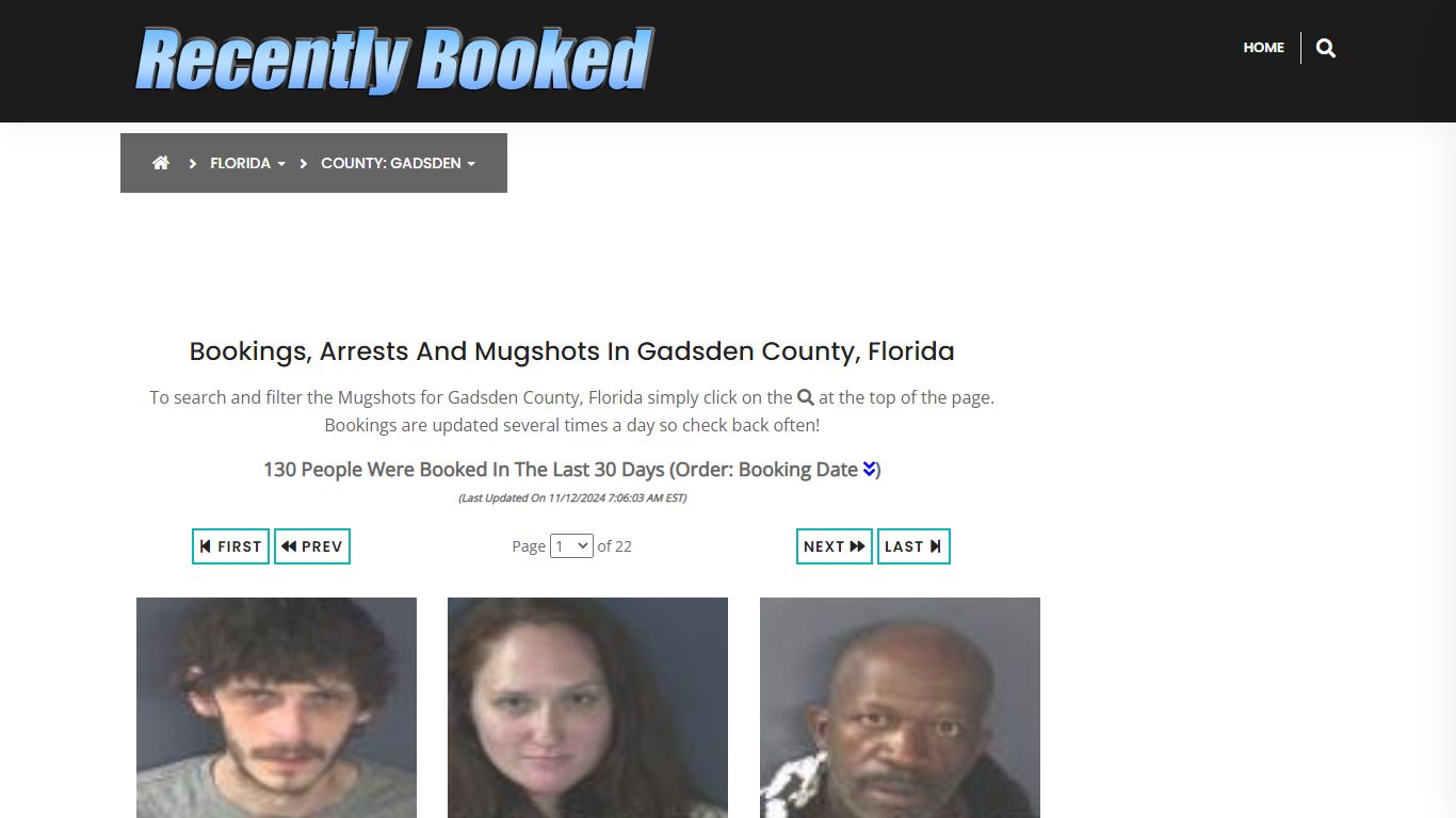 Bookings, Arrests and Mugshots in Gadsden County, Florida - Recently Booked