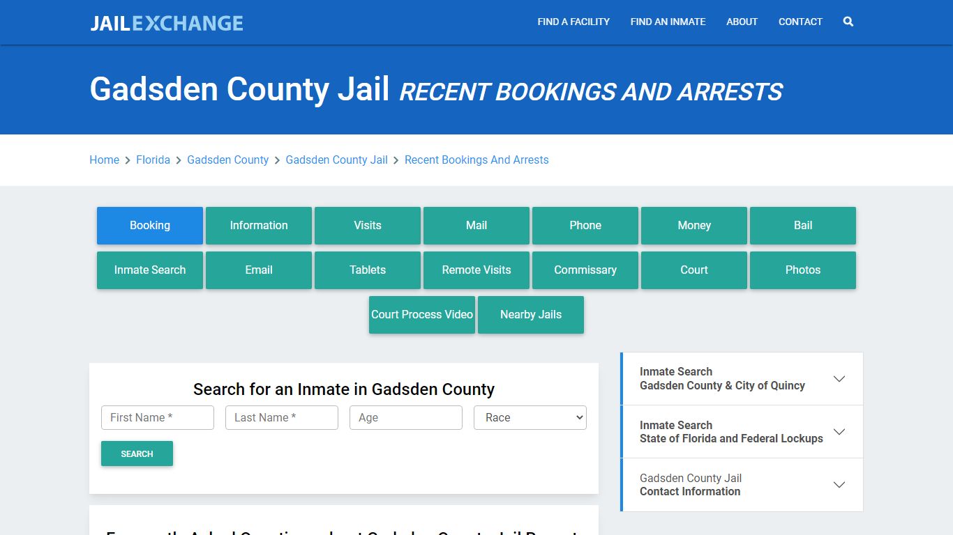 Gadsden County Jail Recent Bookings And Arrests - Jail Exchange